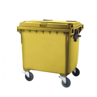 Contenedor de residuos tapa plana amarillo - 1100 L