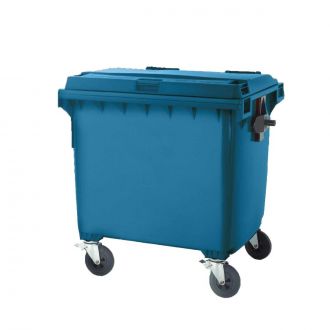 Contenedor de residuos tapa plana azul - 1100 L