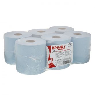 WYPALL® | Paños de celulosa para alimentación e higiene WypAll® L10. Rollo azul de 1 capa de dispensación central. 6 rollos x 800 paños (cod. 7255)