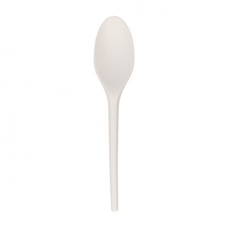 Cuchara de CPLA blanca embolsada individualmente - 16 cm