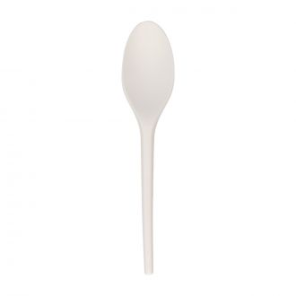 Cuchara de CPLA blanca embolsada individualmente - 16 cm