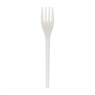 Tenedor de CPLA blanco embolsado individualmente - 16 cm