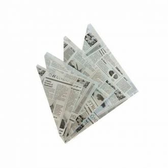Cucurucho papel antigrasa tipo periódico - 15 x 14 x 19,5 cm