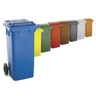 Contenedor de residuos rojo con tapa y ruedas - 120 L