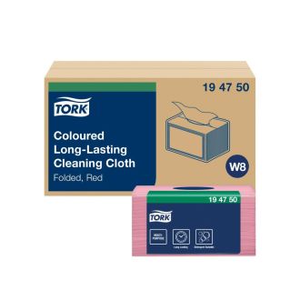 TORK® | Paño de Limpieza de Larga Duración Color Rojo W8