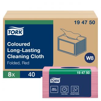 TORK® | Paño de Limpieza de Larga Duración Color Rojo W8
