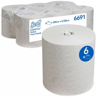 SCOTT® Essential™ | Papel secamanos en rollo blanco 350m x 6 uds. (cod.6691)