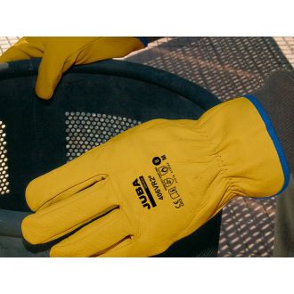 JUBA | Guante de piel flor vacuno amarillo - Talla S