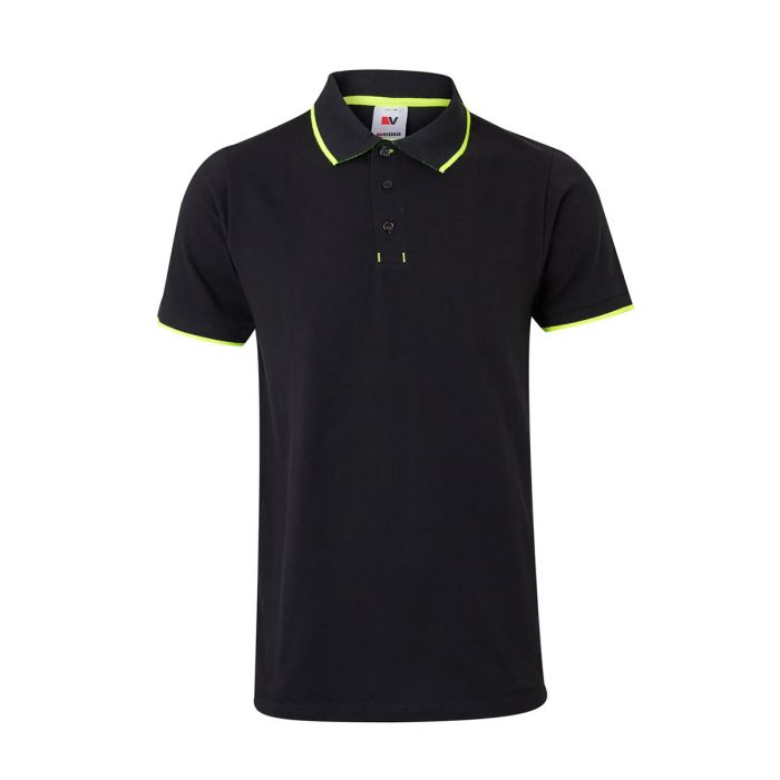 VELILLA Polo bicolor de manga corta negro amarillo fluor Talla XL