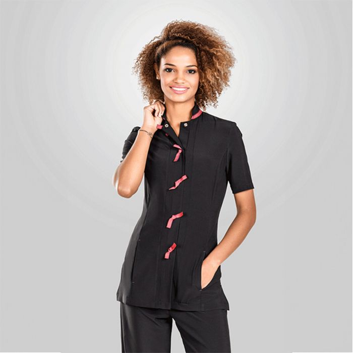 NORVIL Casaca negra de mujer cuello mao manga corta Talla S