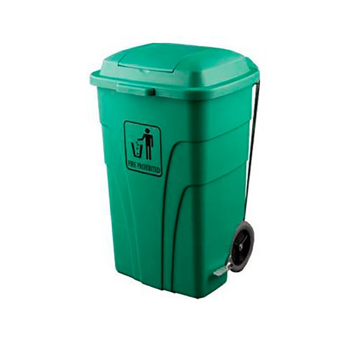 Contenedor con tapa y pedal verde 120 L
