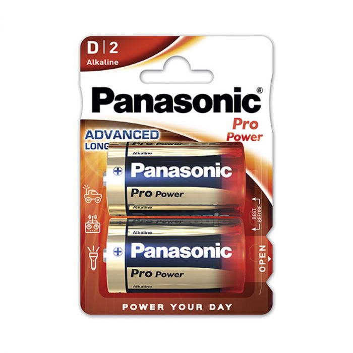 PANASONIC Pro Power | Pilas alcalinas D LR20 1,5 V, Blister de 2 pilas